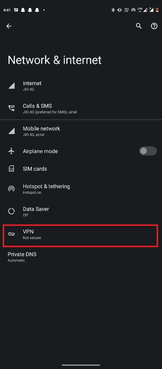 selecione VPN