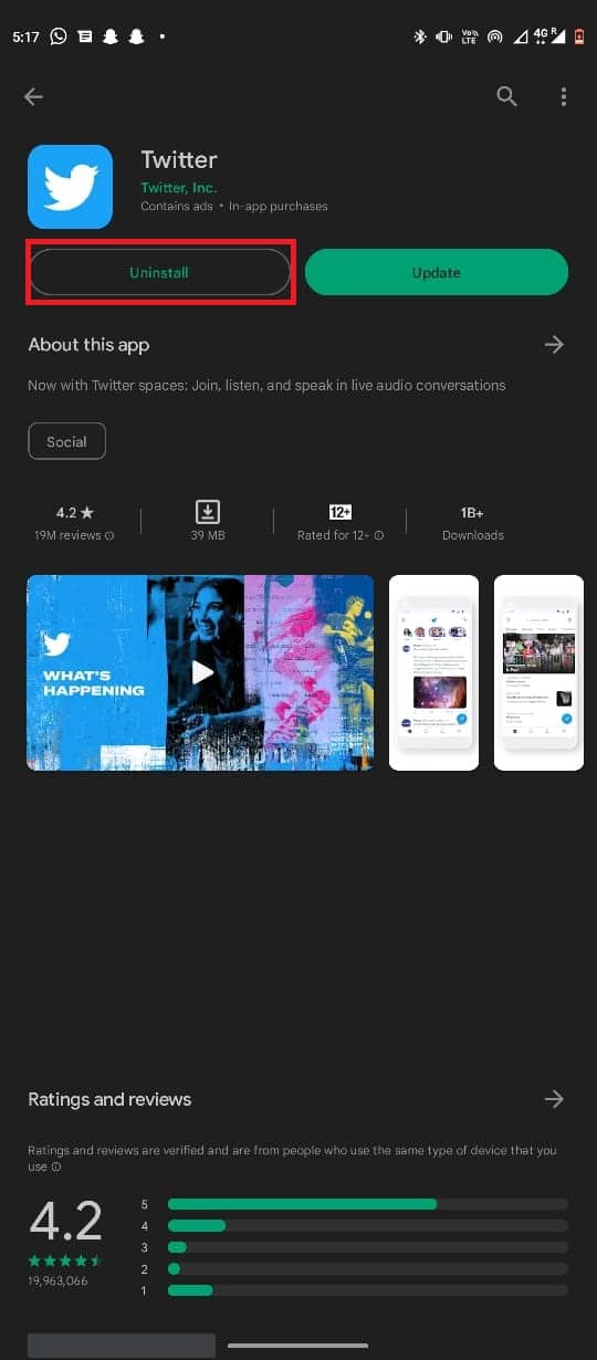 Suchen und tippen Sie auf die Option Deinstallieren. 11 Möglichkeiten, um zu beheben, dass Twitter auf Android und iPhone nicht funktioniert