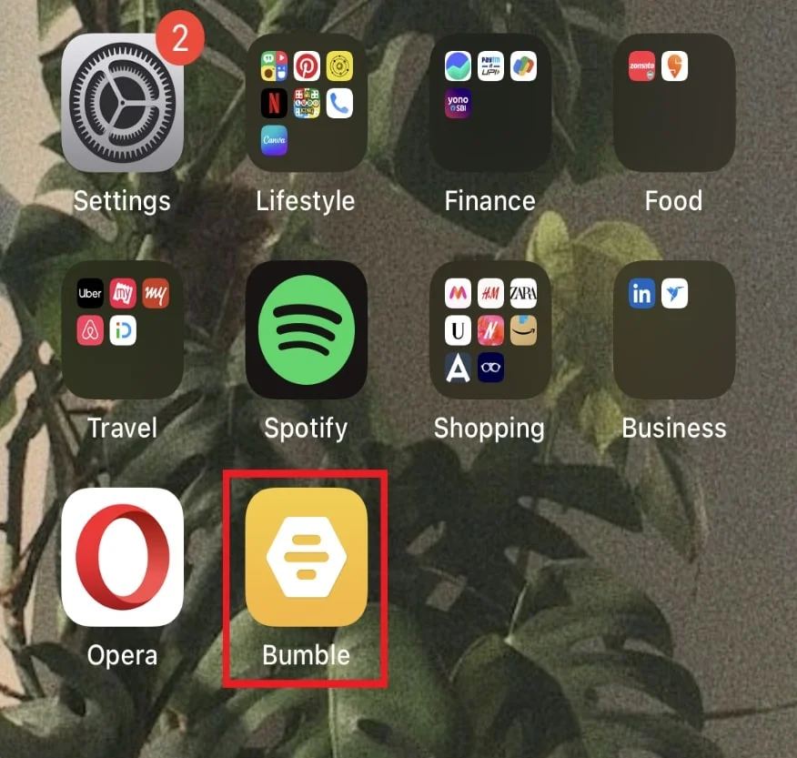 Buka aplikasi Bumble di ponsel Anda.