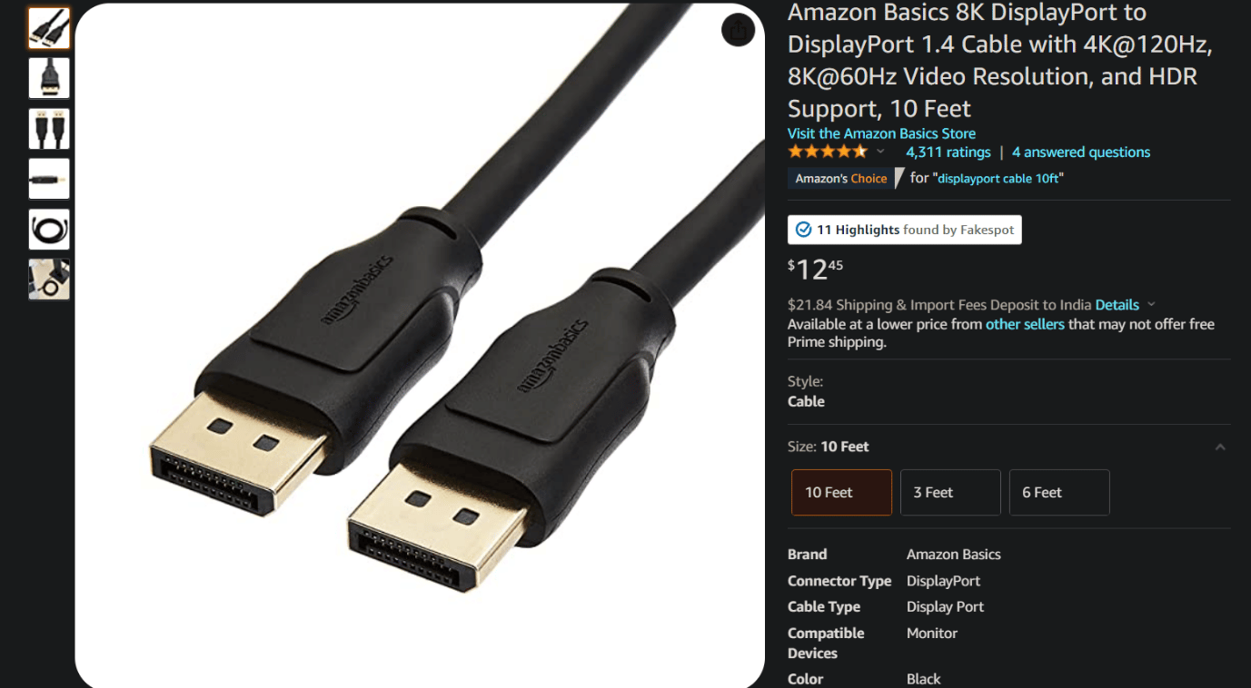 Kabel dp Amazon Basics. 15 najlepszych kabli DisplayPort do gier