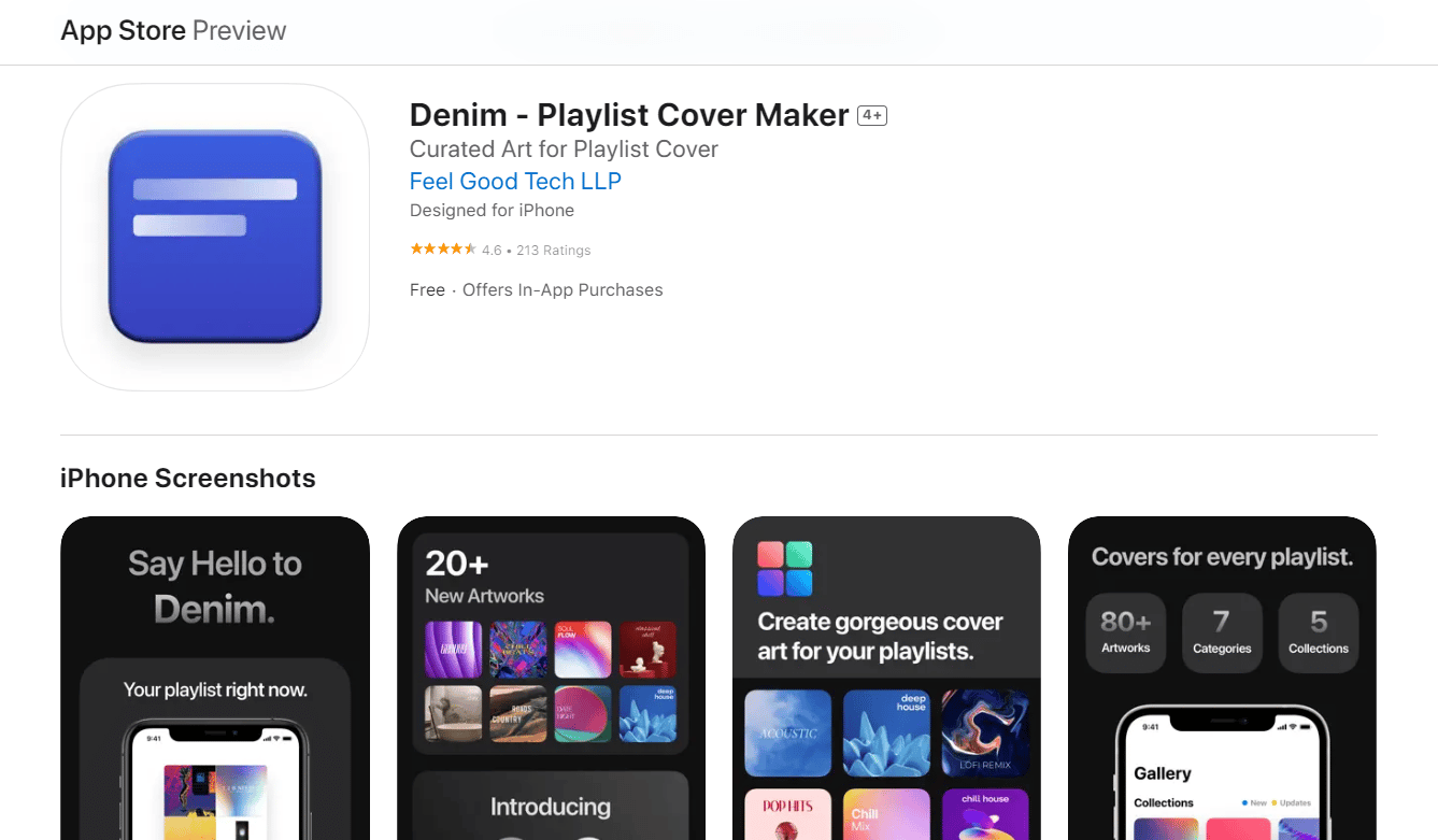 Denim - Créateur de couvertures de listes de lecture | L'illustration Apple Music ne s'affiche pas