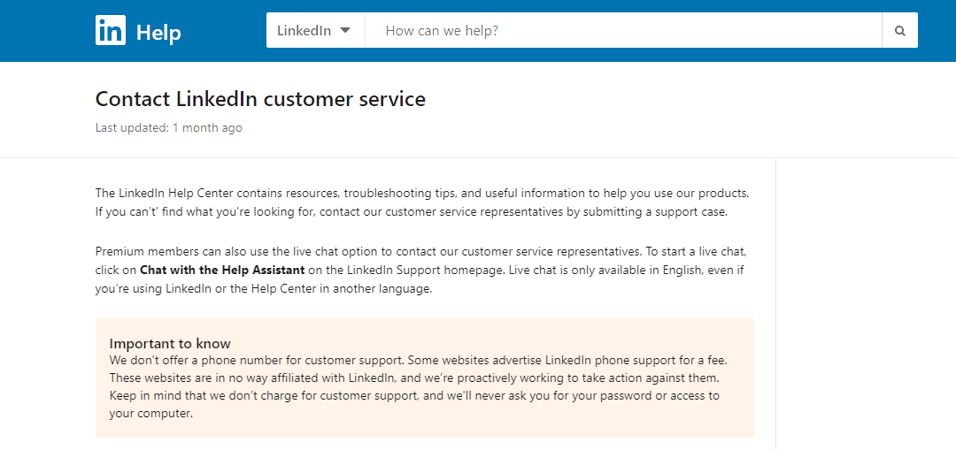 تواصل مع دعم LinkedIn