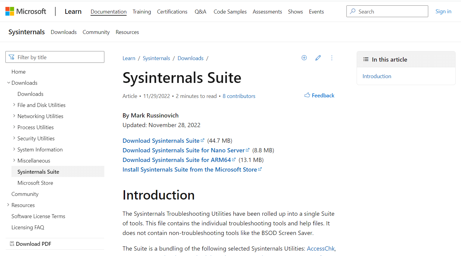 Windows Sysinternals-Suite | PC-Diagnosetool