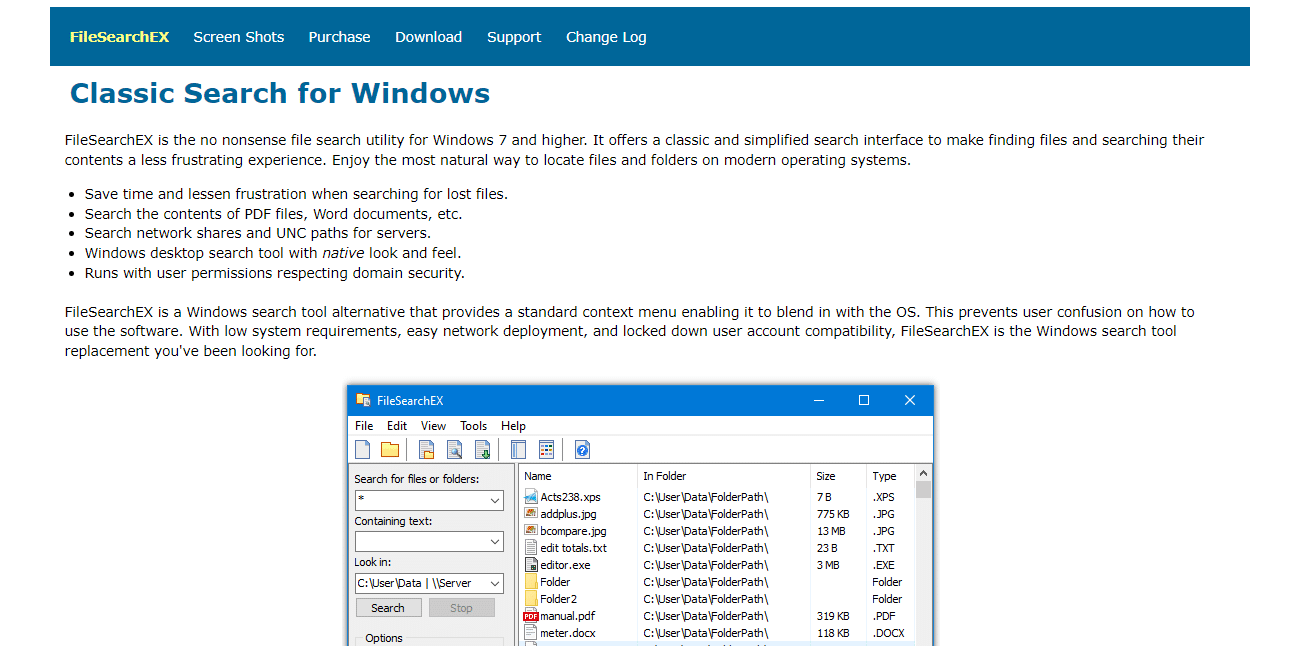 FileSearchEX web sitesi