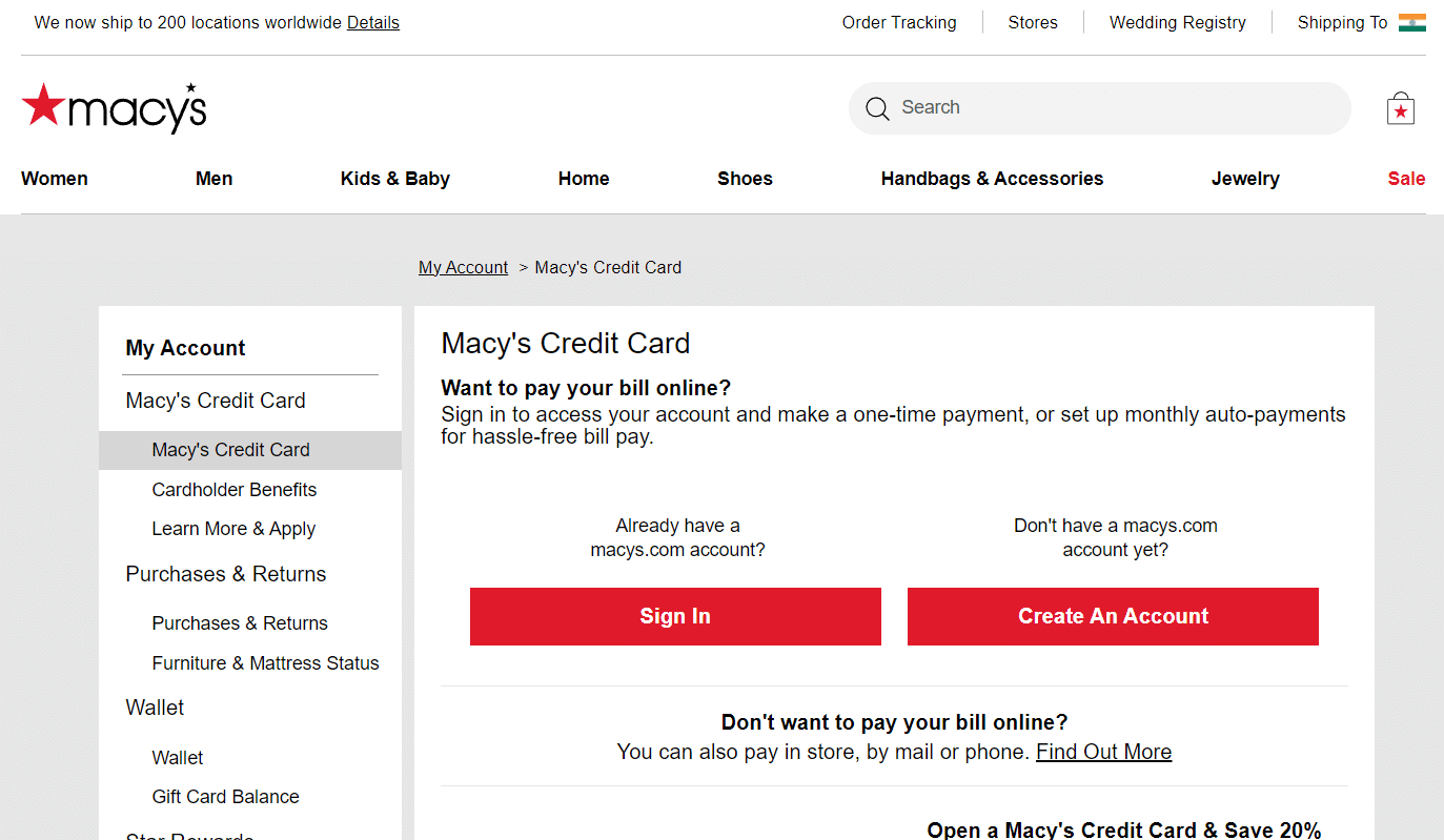 Cardul de credit Macy’s