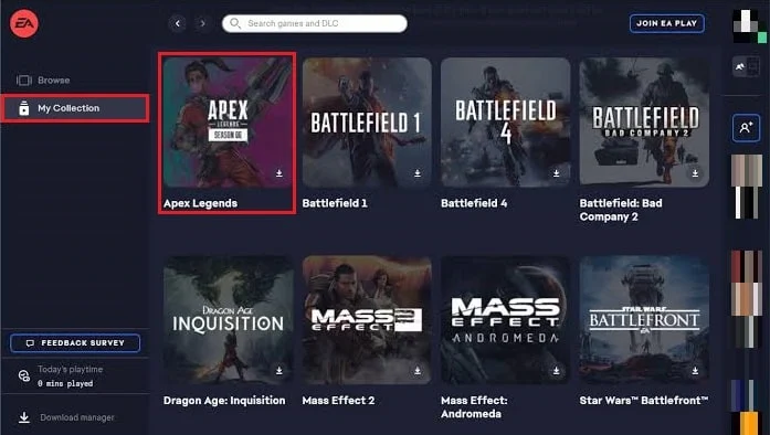 ea uygulaması koleksiyonlarım Apex Legend