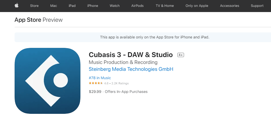 Cubasis 3- DAW & Studio by Steinberg Media Technologies GmbH |适用于 iPhone 的最佳音乐制作应用程序