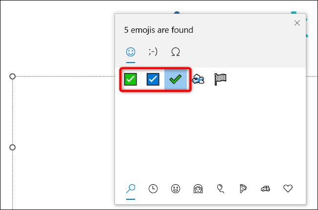 Suchen Sie ein Häkchen-Emoji und wählen Sie es aus.