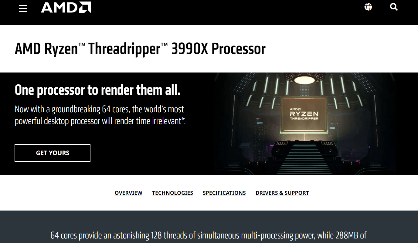 Ryzen Threadripper 3990X プロセッサー