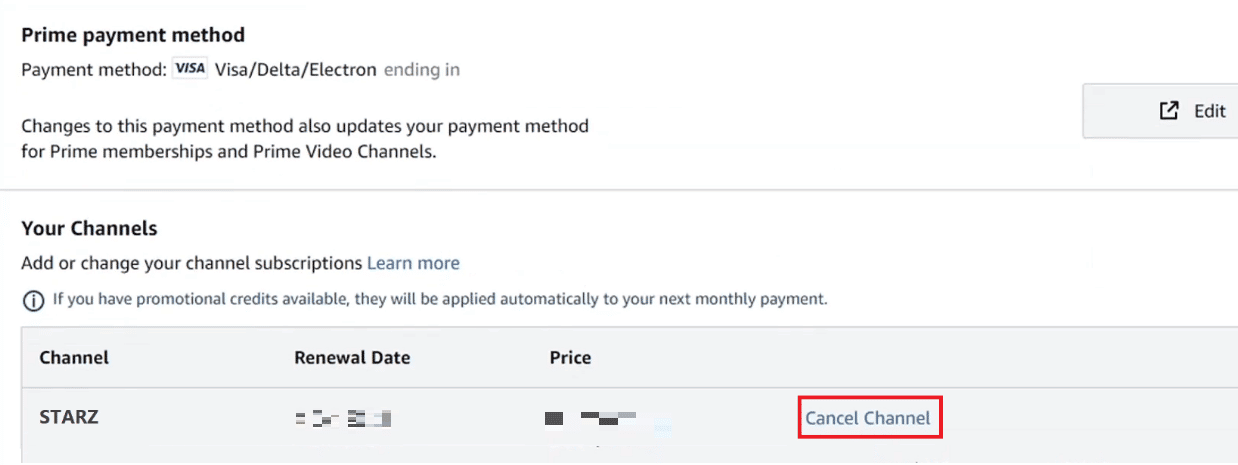 haga clic en Cancelar canal | Cómo cancelar Amazon Prime Video