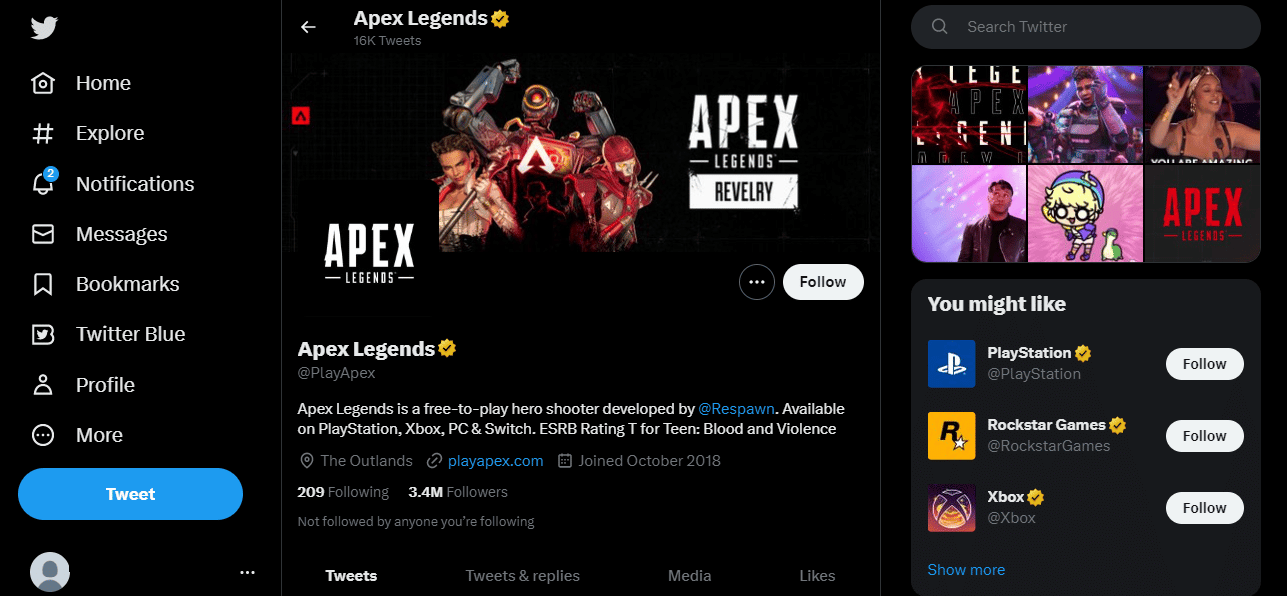 หน้า Twitter ของ Apex Legends Apex Legends รหัสข้อผิดพลาดงูคืออะไร?