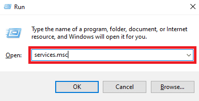 În caseta de dialog Run, tastați services.msc și apăsați tasta Enter