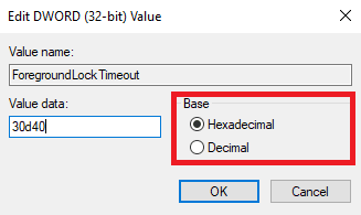 définir la base en hexadécimal