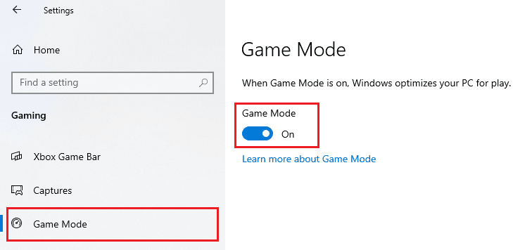 Section Jeux dans le volet de gauche – option Mode jeu – désactivez le basculement pour l'option Mode jeu | Pourquoi Windows continue-t-il à minimiser les programmes