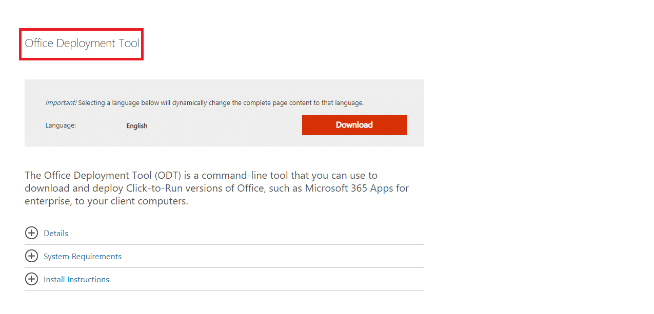 aprire il browser Web e visitare la pagina di download ufficiale di Office Deployment Tool. 8 modi per risolvere il codice di errore di installazione di Microsoft Office 30180-4