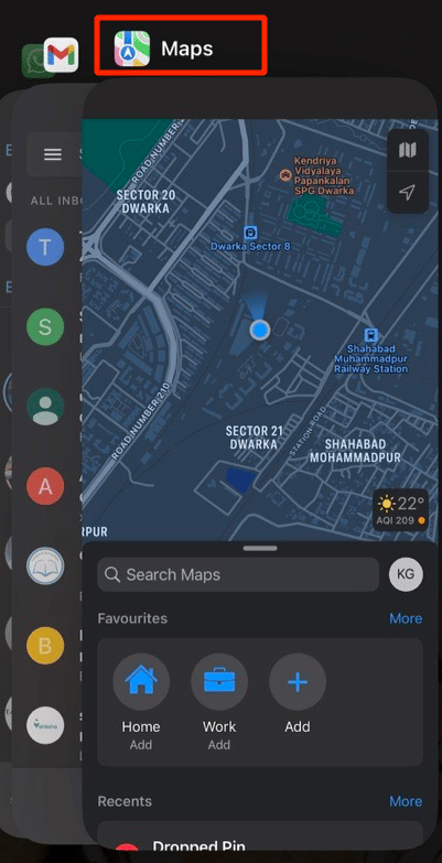 fermer l'application Maps