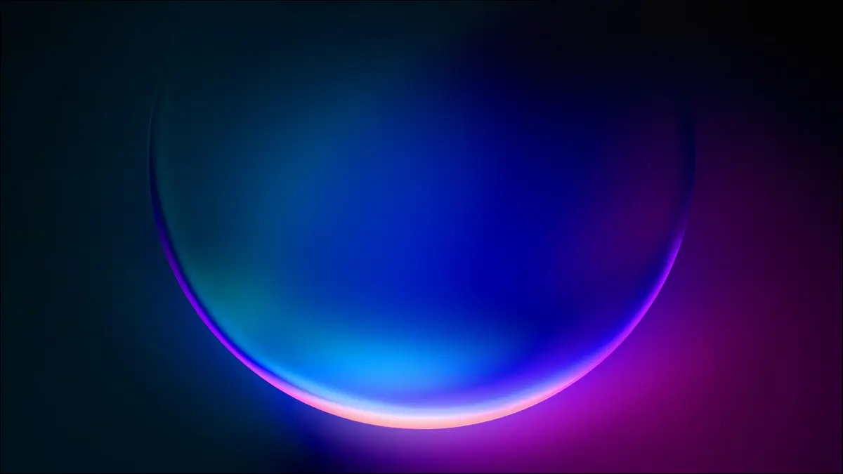 O plano de fundo da área de trabalho "Glow" incluído no Windows 11.