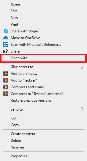 Faceți clic dreapta pe fișier și faceți clic pe Deschide cu