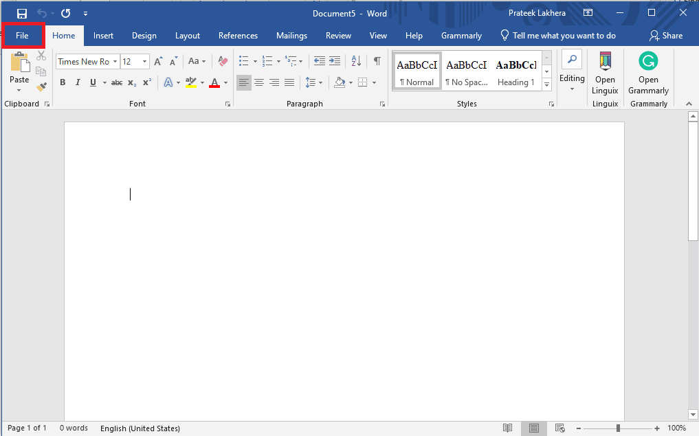 haga clic en Archivo. 12 formas de arreglar contenido ilegible en Microsoft Word