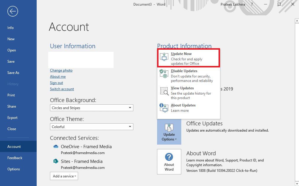 คลิกที่อัปเดตทันที 12 วิธีในการแก้ไขเนื้อหาที่อ่านไม่ได้ใน Microsoft Word