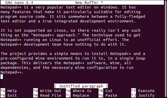 O editor de texto baseado em terminal nano