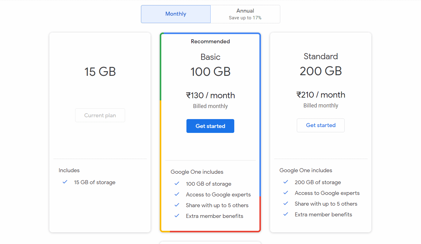 Piani di archiviazione e pagina dei prezzi di Google Cloud | Correggi le foto di WhatsApp che non eseguono il backup su Google Foto su Android