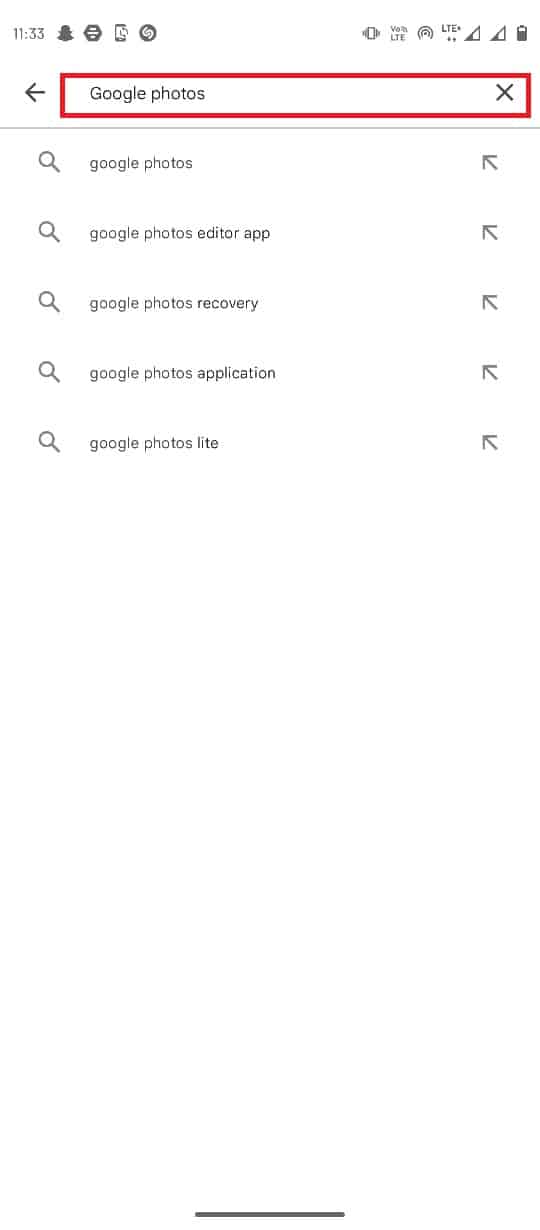 W pasku wyszukiwania wpisz Zdjęcia Google.