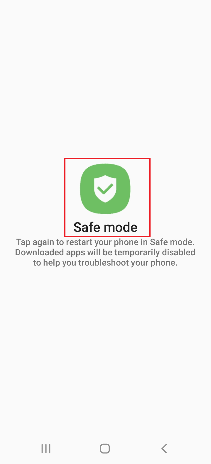 Atingeți opțiunea Safe mode. Cum să remediați imaginile neclare pe Android