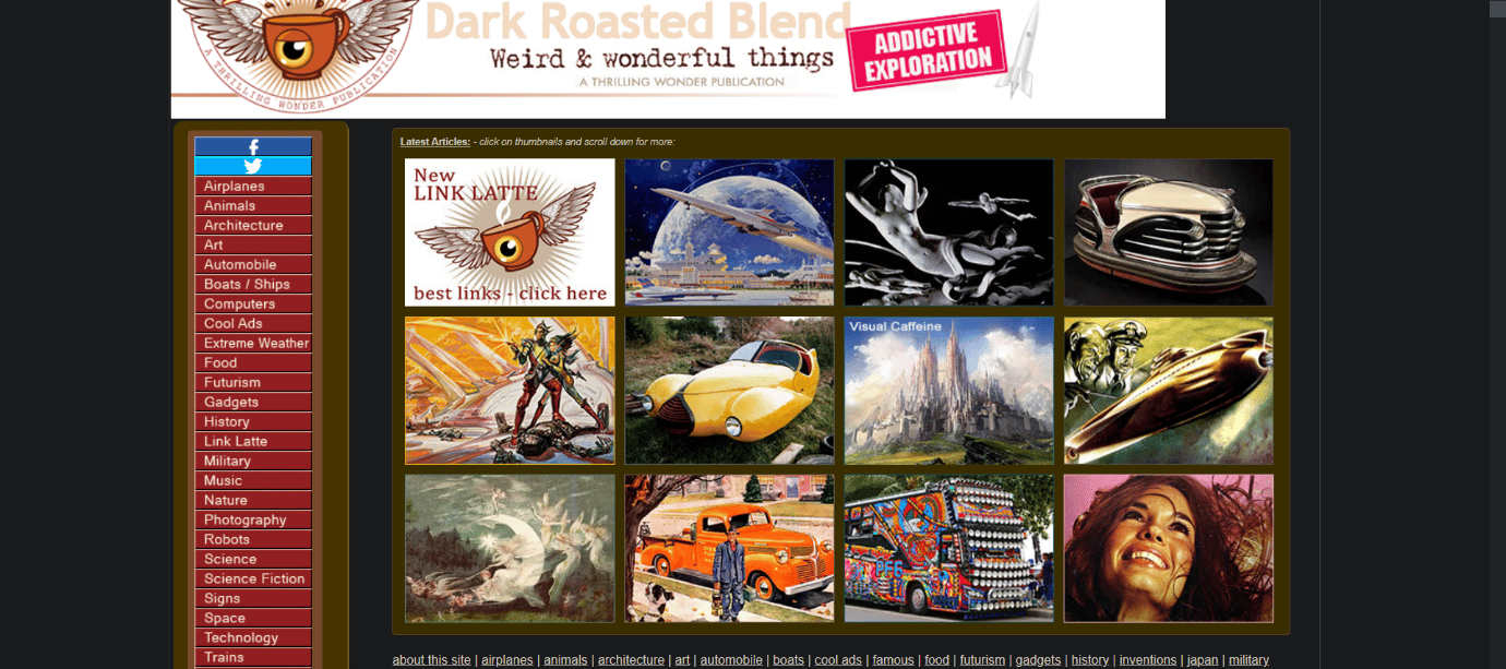 Dark Roasted Blend の Web サイトのホームページ。 19 最高の StumbleUpon の代替案