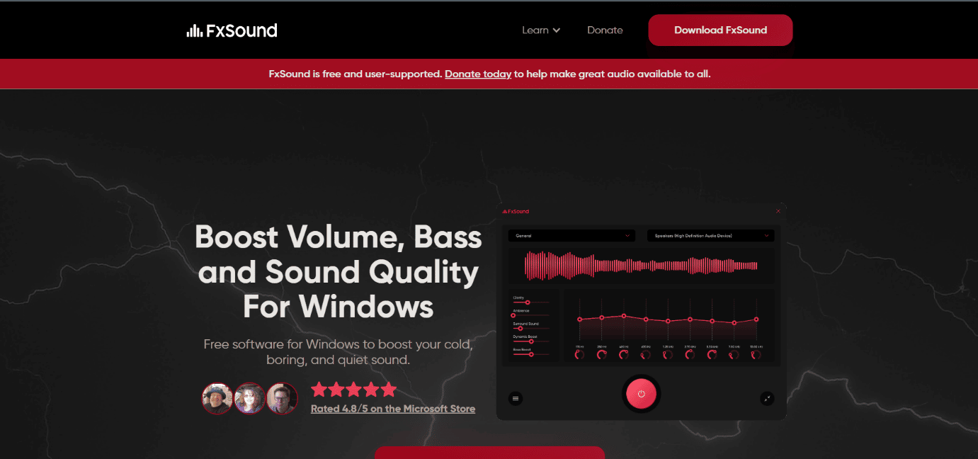 FX Sound'un resmi sayfası