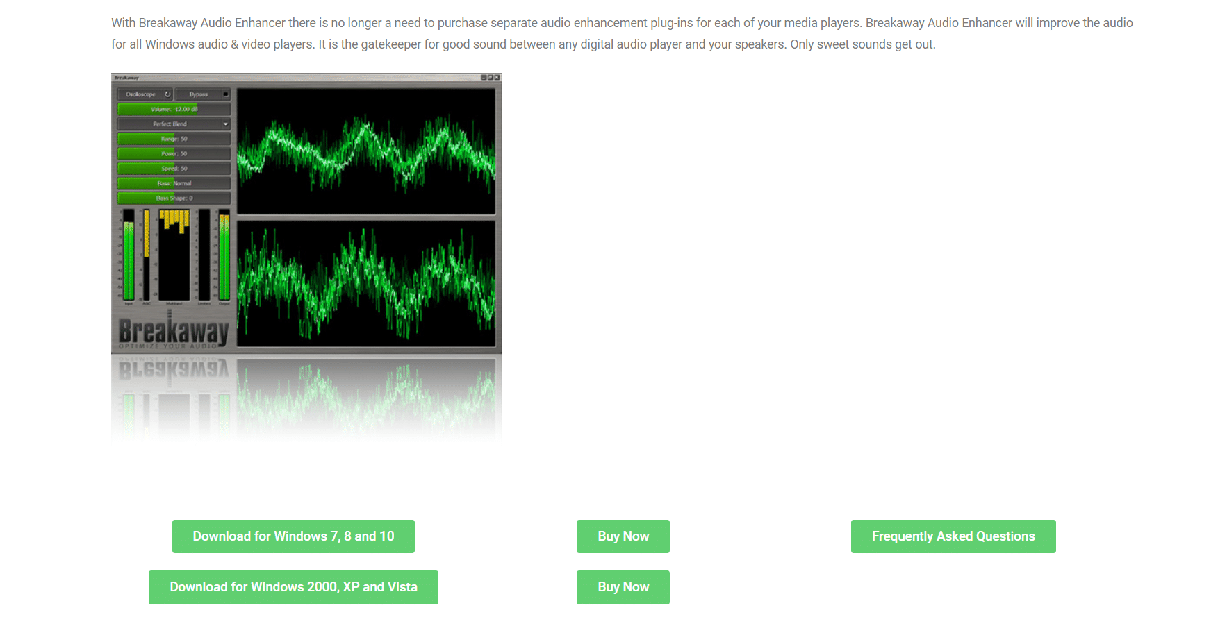 Breakaway Audio Enhancer 的官方頁面。適用於 Windows 10 的 20 大最佳免費均衡器