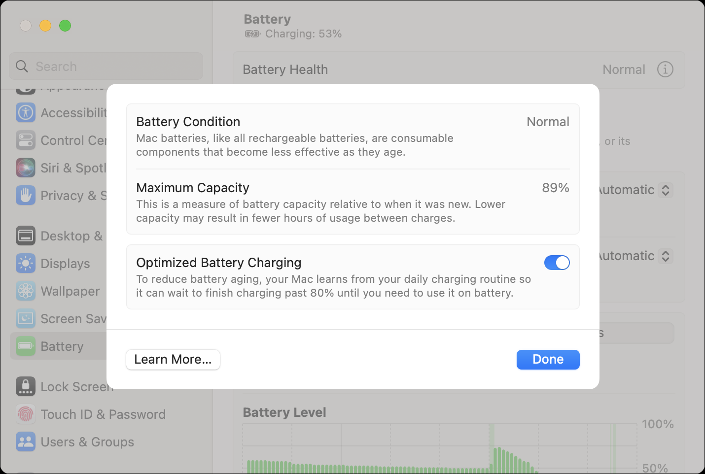 Überprüfen Sie den Batteriezustand Ihres MacBook