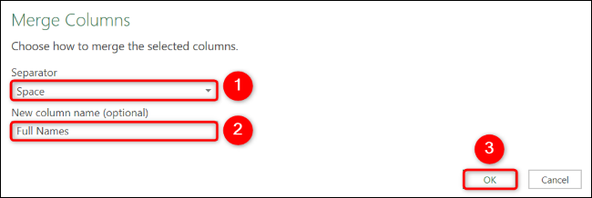 Personnalisez la fusion et sélectionnez "OK".