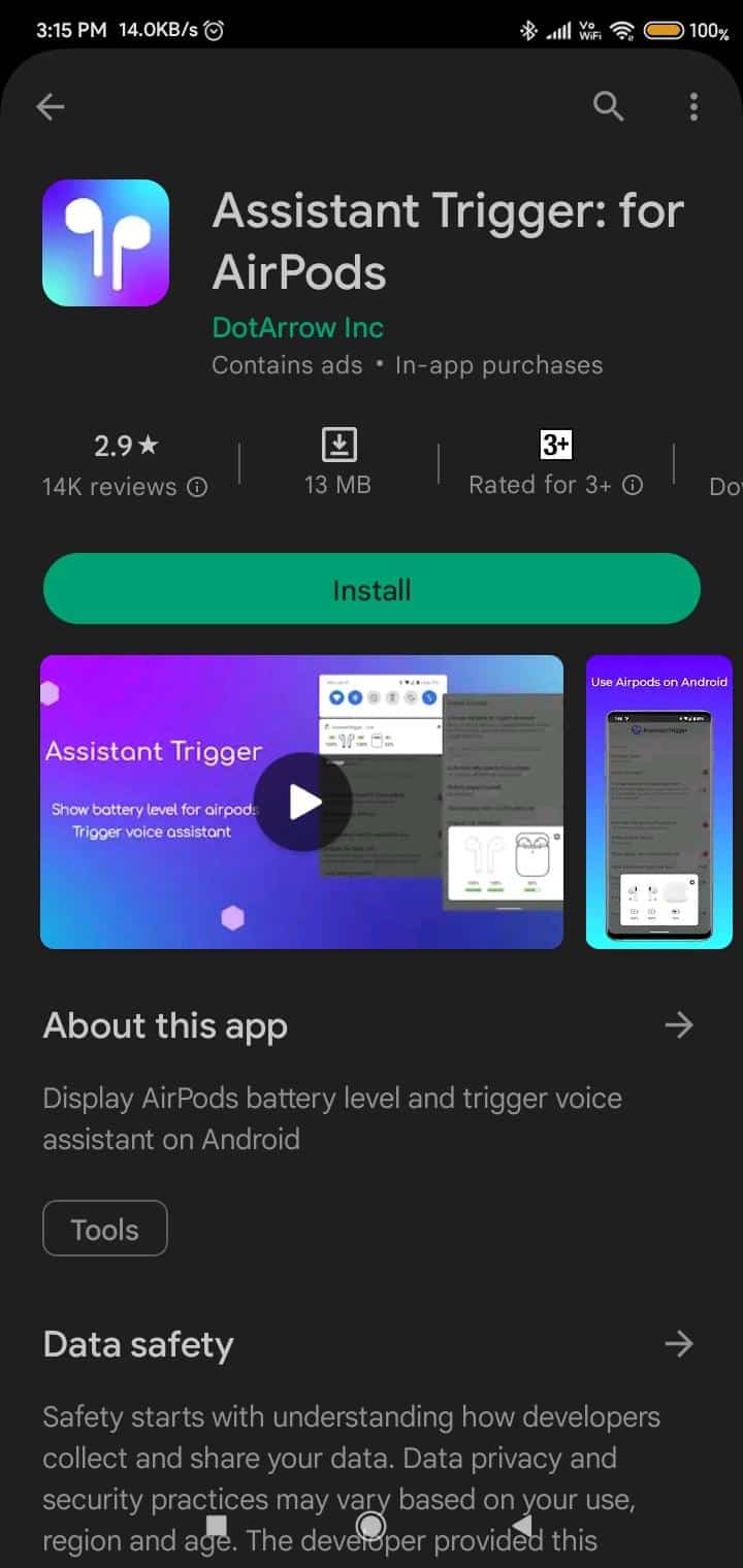 Wyzwalacz asystenta: dla sklepu Google Play AirPods