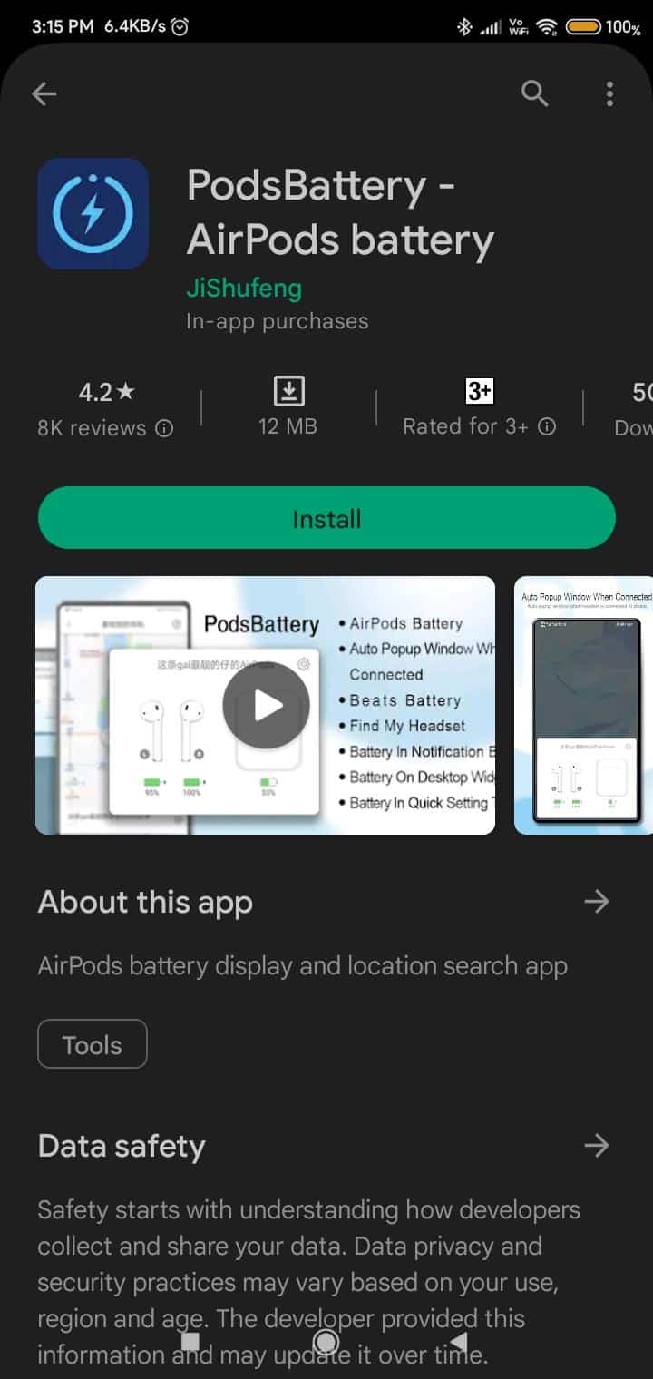 PodsBattery - Batteria AirPods Google Play Store