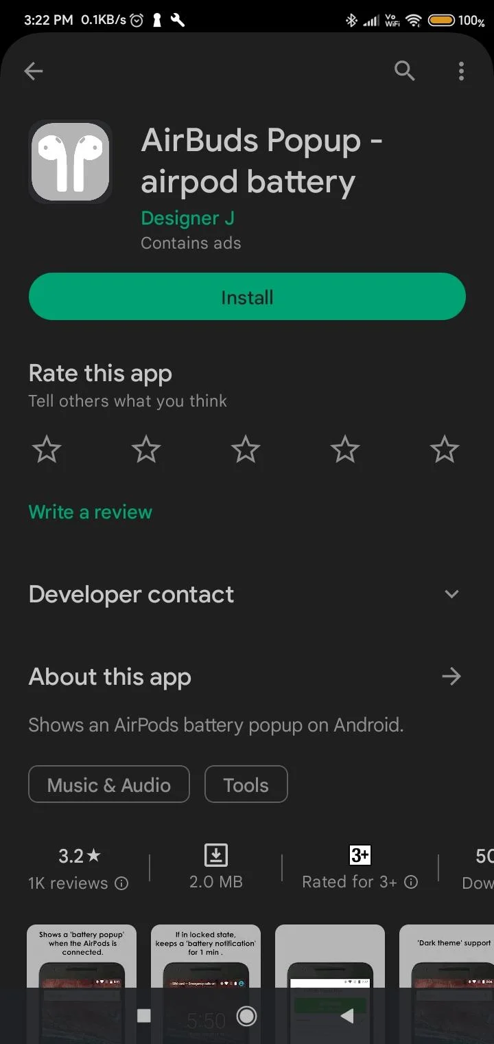 AirBuds Popup - แบตเตอรี่ airpod Google Play Store