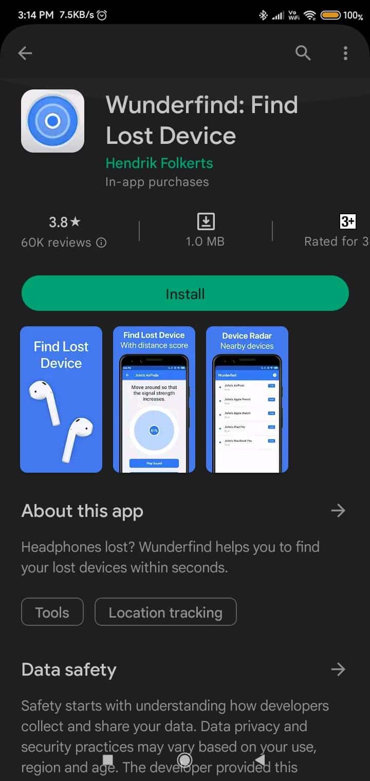 Wunderfind: Temukan Perangkat yang Hilang Google Play Store