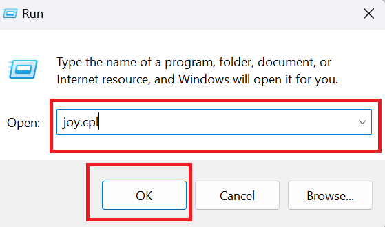 joy.cpl nella finestra di dialogo Esegui
