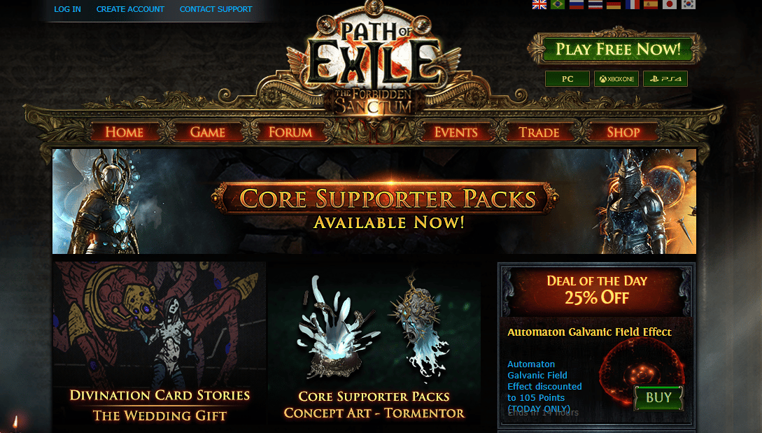 PATH OF EXILE-Webseite