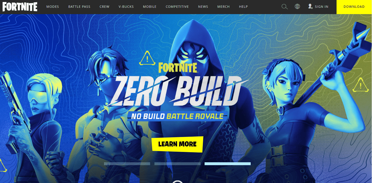 Pagina web di FORTNITE