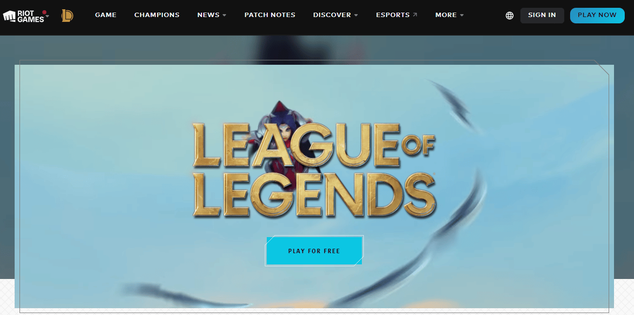 Página web de LEAGUE OF LEGENDS. 23 mejores juegos de servicio en vivo