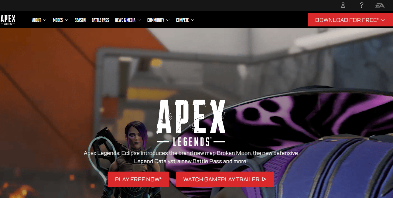 صفحة ويب Apex Legends