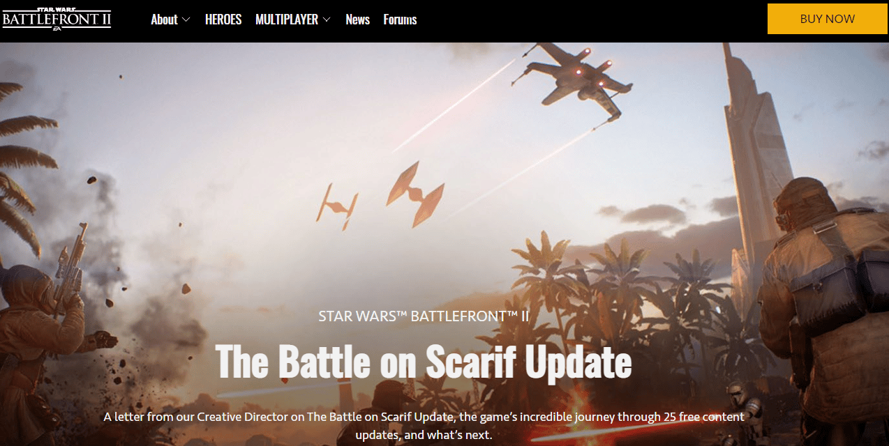 Pagina web di STAR WARS BATTLEFRONT II