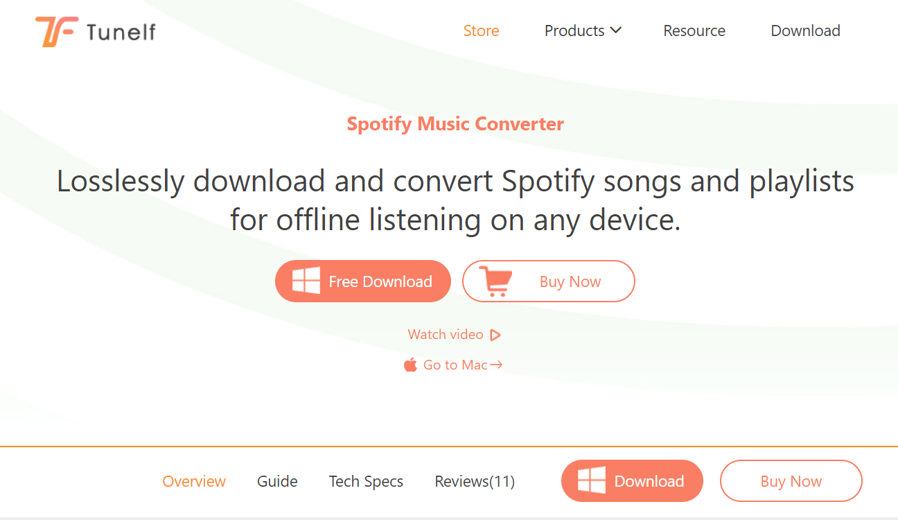 page web du convertisseur de musique tuneLF spotify