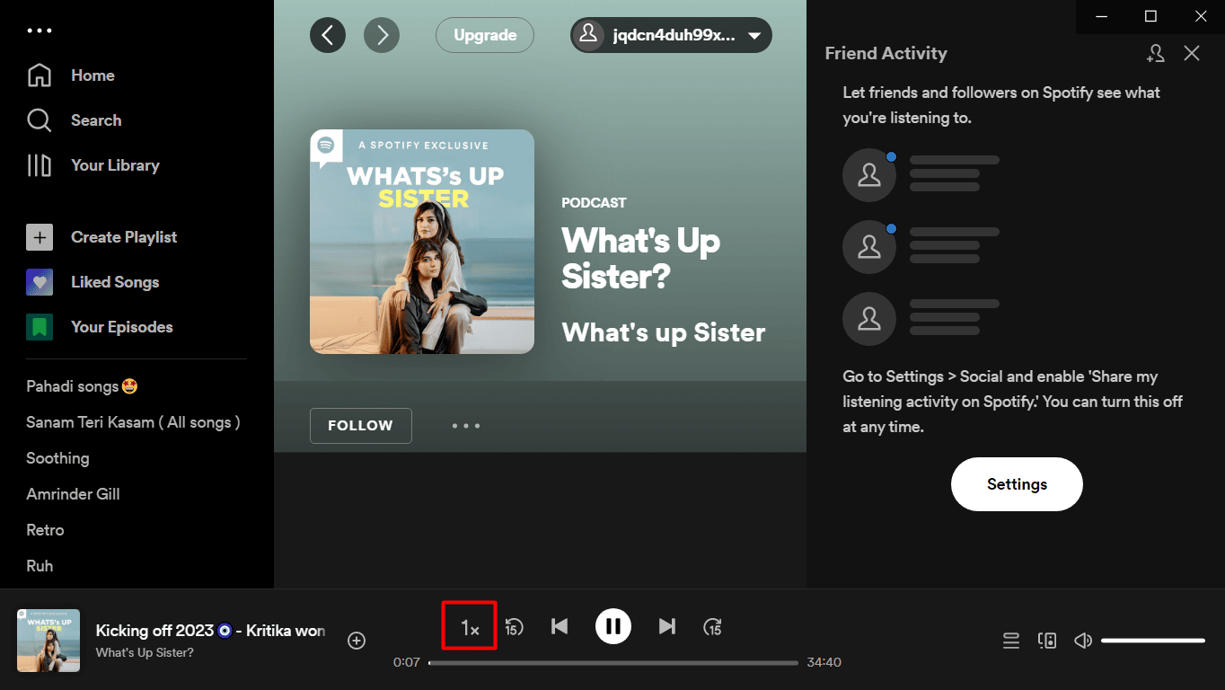 คลิกที่ไอคอนเปลี่ยนความเร็วบน spotify