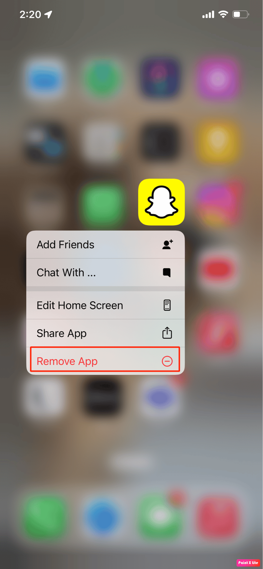 ketuk opsi hapus aplikasi | Cara Memperbaiki Filter Snapchat Tidak Berfungsi di iPhone