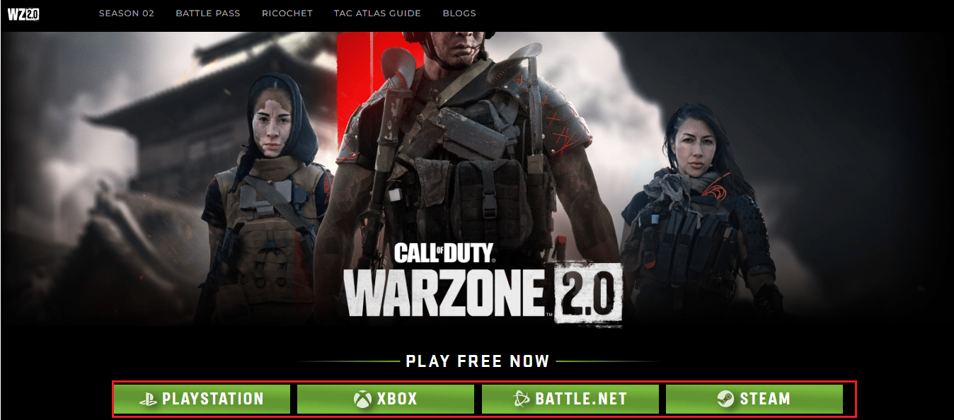 เว็บไซต์อย่างเป็นทางการของ Call of Duty Warzone 2.0