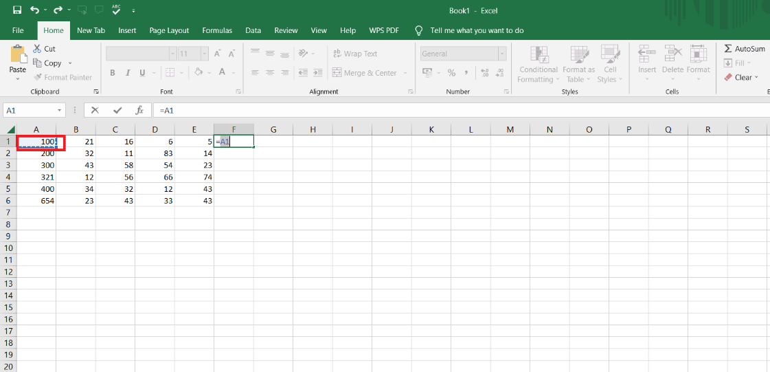 Haga clic en la primera celda con la que desea restar otras celdas múltiples. | Cómo restar varias celdas en Excel