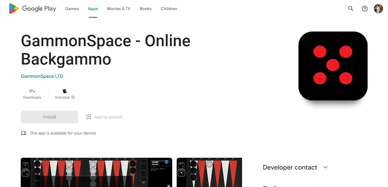 Page web de l'Espace Gammon