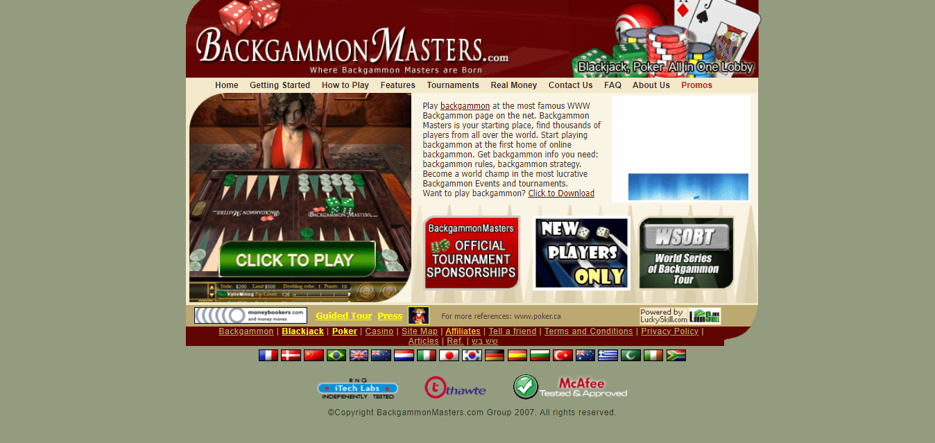 Backgammon Masters-Webseite. Top 10 der besten Seiten, um Backgammon online zu spielen